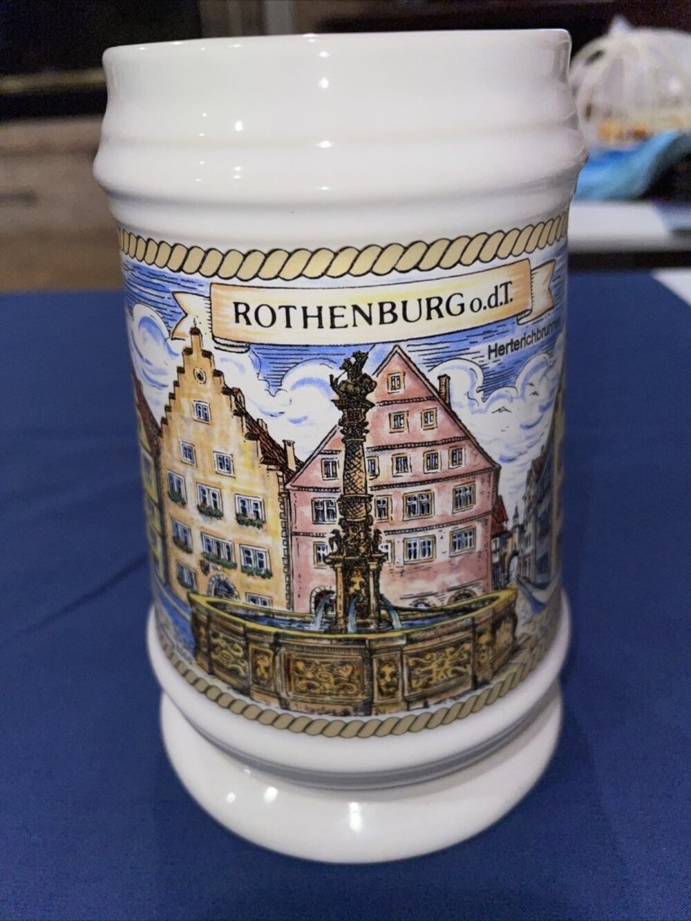 Vintage Schedel Bavaria Rothenburg White Beer Stein Germany Procelain Mug